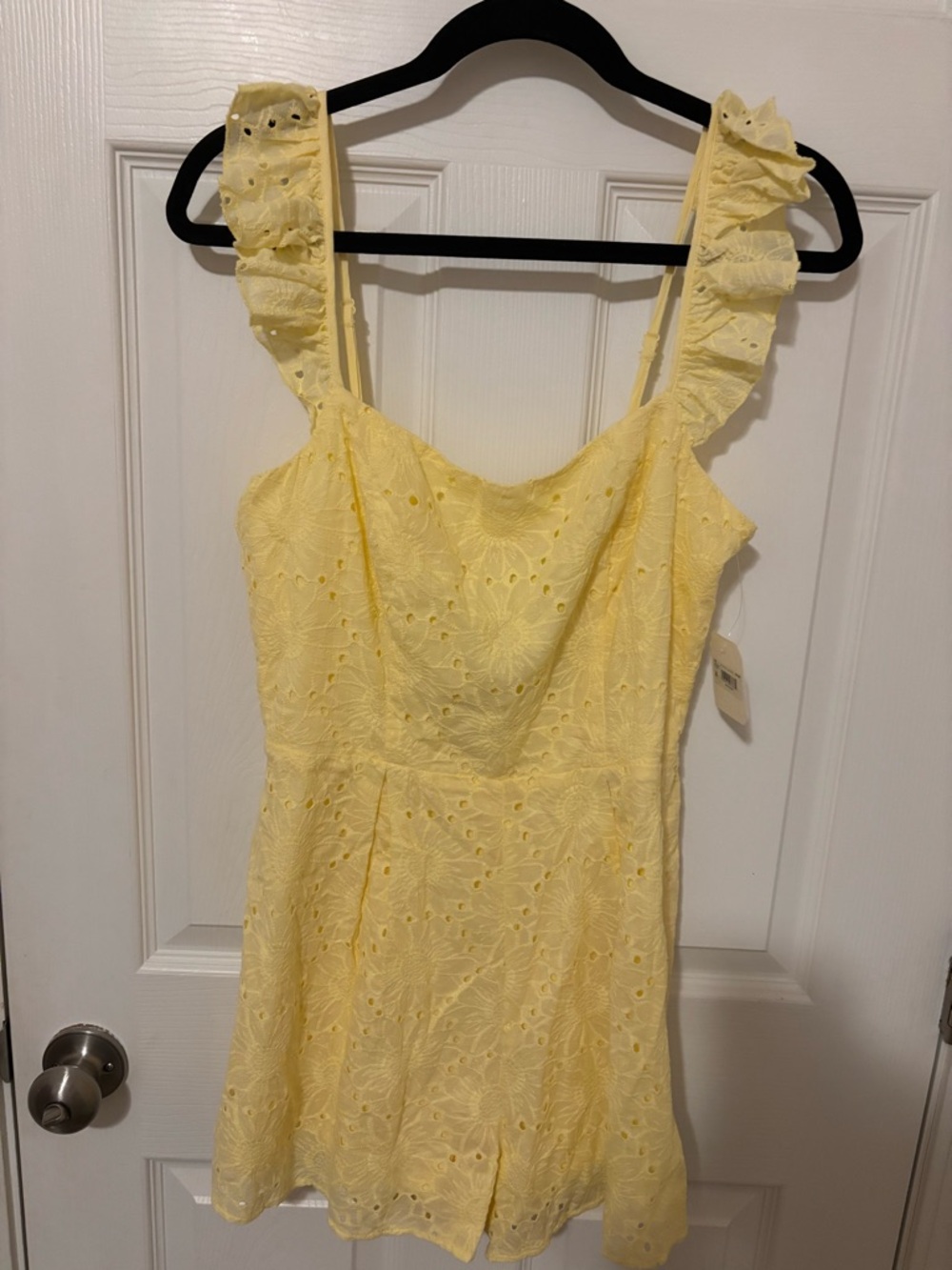 Altar'd State Yellow Eyelet Ruffle Romper NWT 100% Cotton